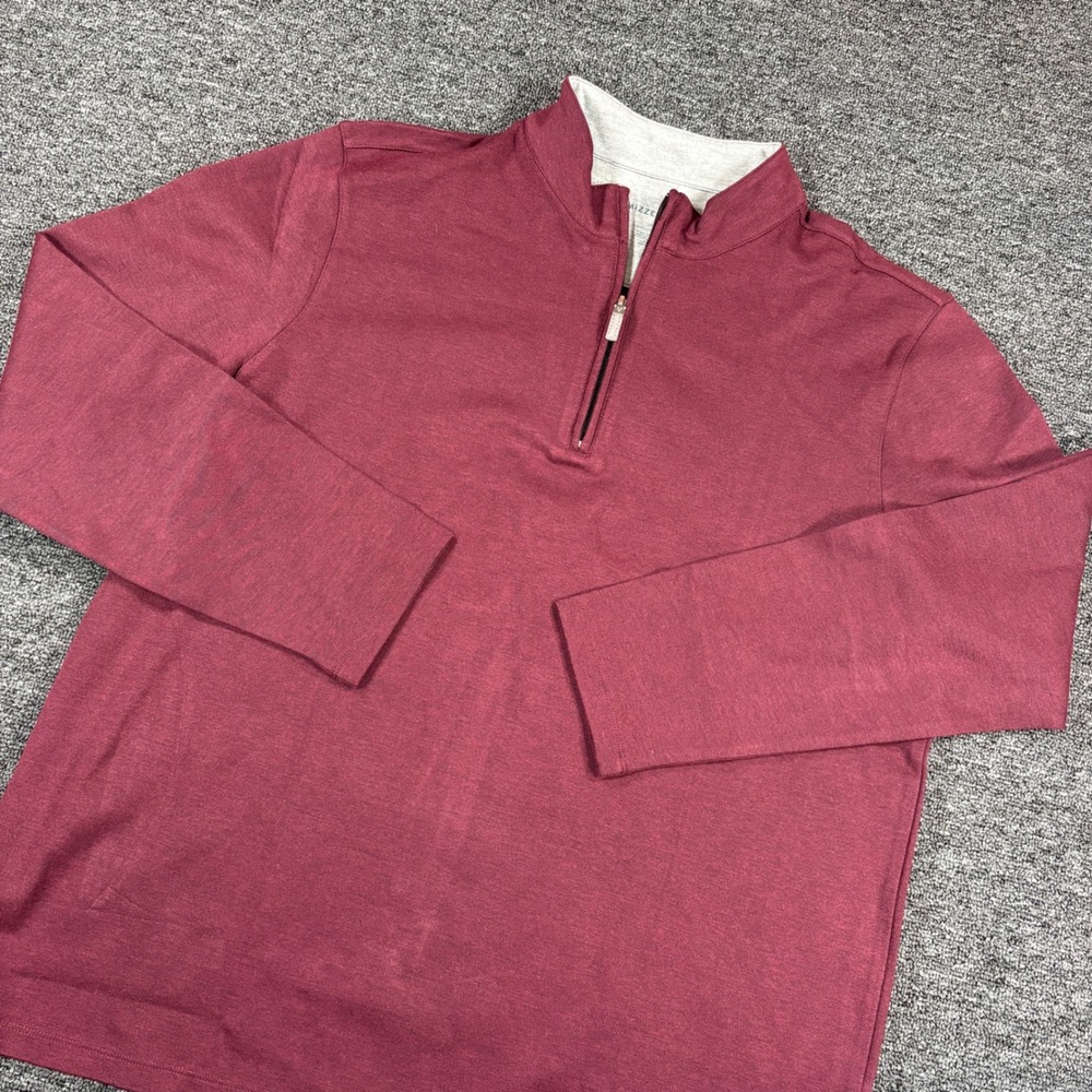 Mizzen+Main Quarter Zip Pullover Mens Large Burgundy Heather Performance Layer